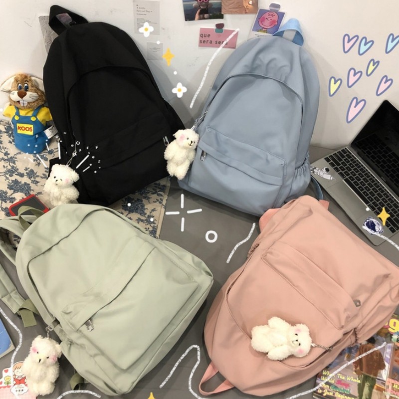 Japanese Style Simple and Versatile Solid Color Backpack for Female Students Fashionable New Casual Large Capacity Trendy Travel Computer