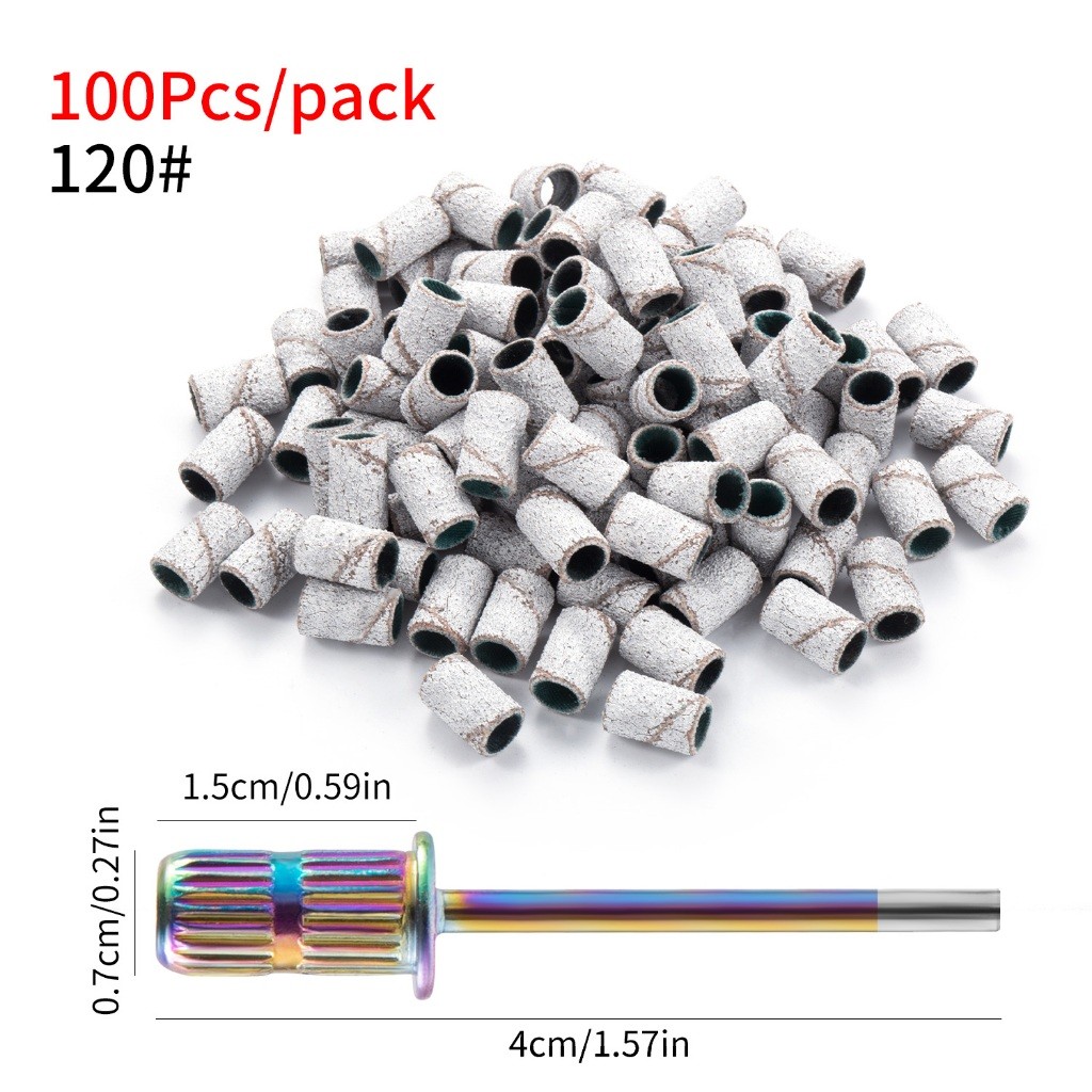 Casual Portable 100Pcs/Bag Nail Art Sanding Bands#80#120#180 Machine Grinding Sand Circle Drill Bits Band - Image 5