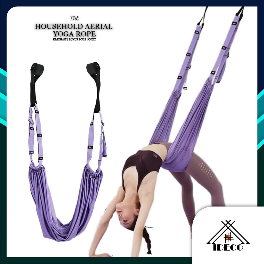iDECO™ Aerial Yoga Rope Stretching Belt Training Pilates Fitness Exercise Gym Workout Elastic Belt Pull Rope Yoga Strap