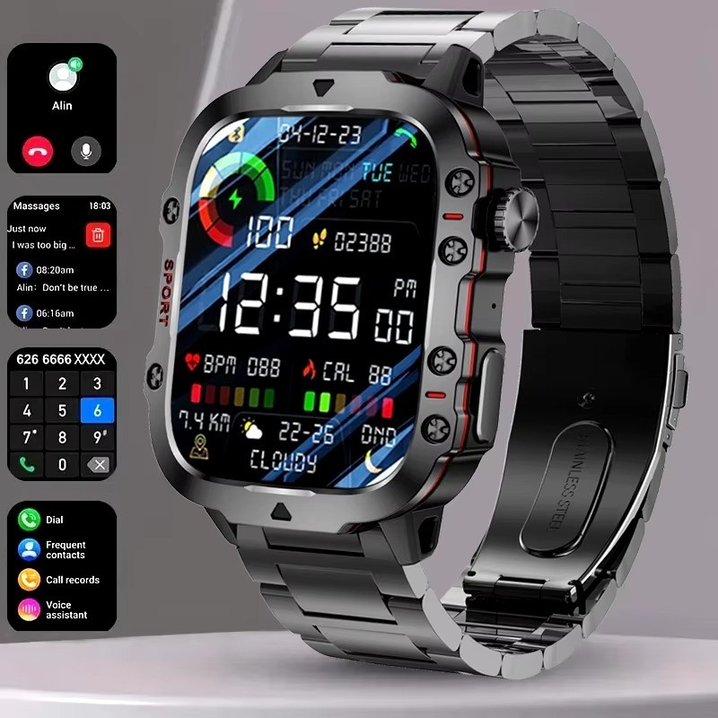 2025 H11 Outdoor Smart Watch Men 2.01" Screen 3AT Waterproof Watches Bluetooth Call Ai Voice Sport Smartwatch For Android Xiaomi IOS