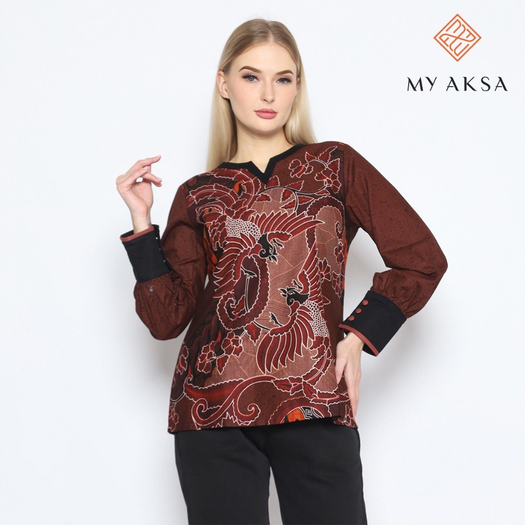 Multi Have My Aksa Women's Batik Blouse Cassia Cairo Quality Premium - Image 5