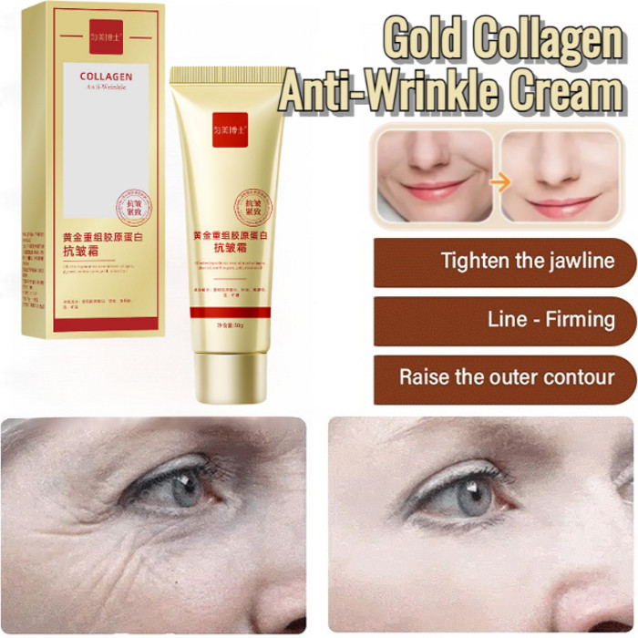 【Tightens, Lightens Wrinkles】Anti Wrinkle Cream Gold Collagen Anti-wrinkle Cream  Highly Effective Relieve Dry Line