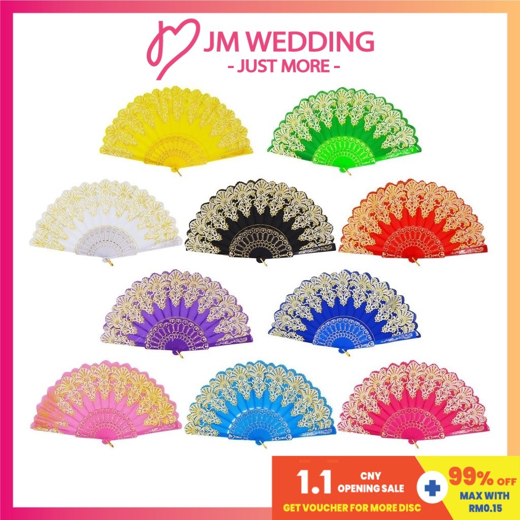 Lace Batik Plastic Folding Fan Traditional Handheld Fans Lace Rose Floral Elegant Lawa Kipas Tangan