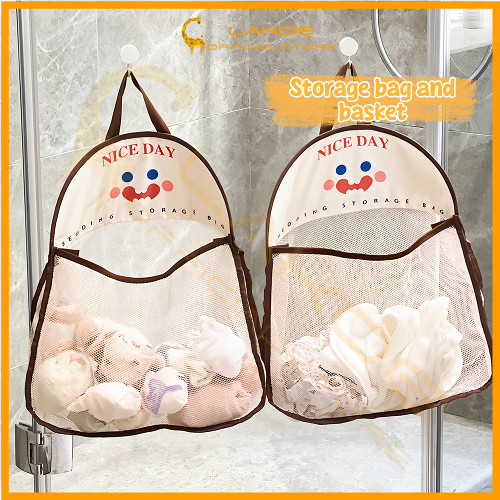 LAKOE Hanging Closet Organizer Mesh Bag Great Load Bearing Underwear Storage Bag Visible Sock Pockets