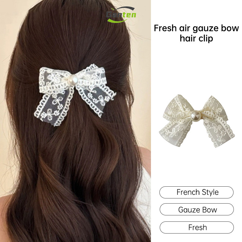 [Gan]Glaz bow hair clip Fashion hair clip for girls Fresh elegant duckbill hair clip