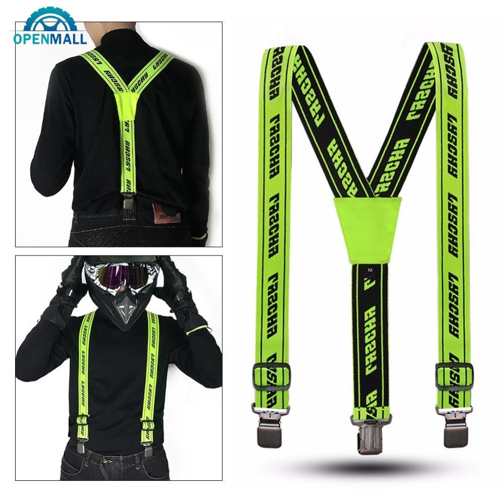 OPENMALL Elastic Motorcycle Y-back Riding Pant Suspender Duty Braces Pant Suspenders Adjustable Straps For Motorbike Racing Pants Suspender O5P6