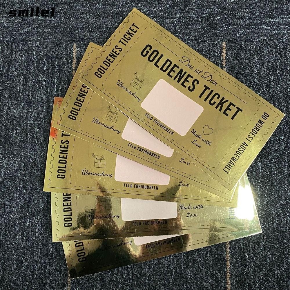 SMILE Concert Ticket, Raffle Gift with Envelope Golden Ticket Scratch Card, Scratch Ticket Party Favor Cinema Voucher for Kids Women Men