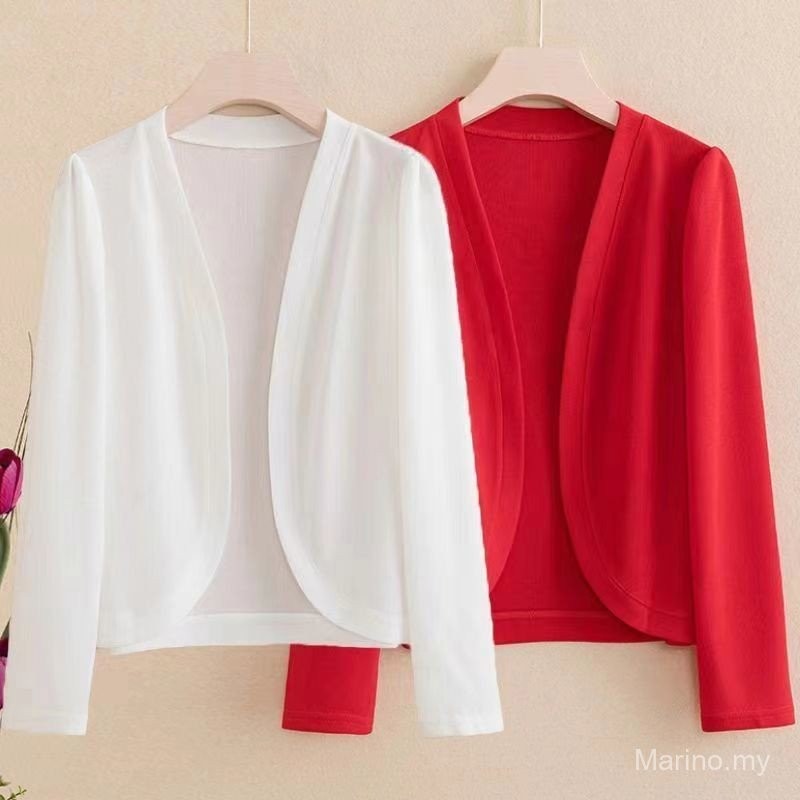 Fast Shipping Spring and Summer New Women's Pure Color Ice Silk Cardigan Outer Wear Shawl Sun Protection Fashionable All-Matching Cardigan