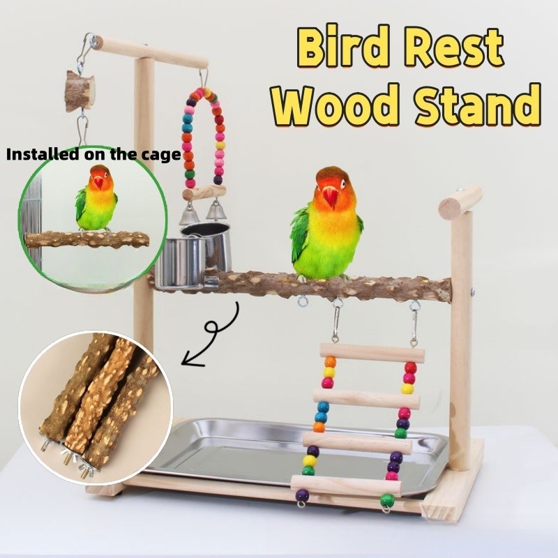 Bird Rest Wood Stand Bird Prickly Ash Wood Perch For Birds Finches Bird Cage Wood Stick For Bird Toy