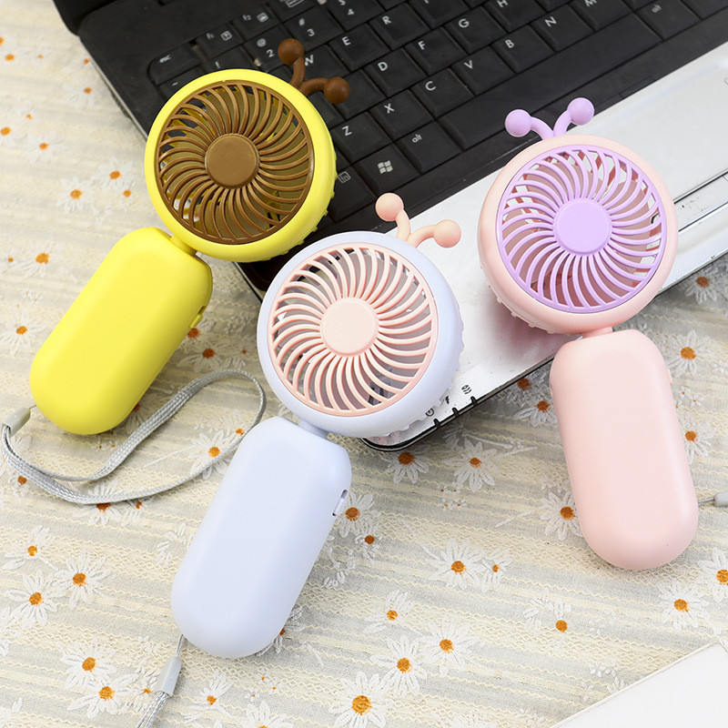 LALAGOS Kipas Mini USB Rechargeable Handheld Fan Kipas Tangan Comel Lebah Kipas Meja Senyap untuk Office Travel Outdoor