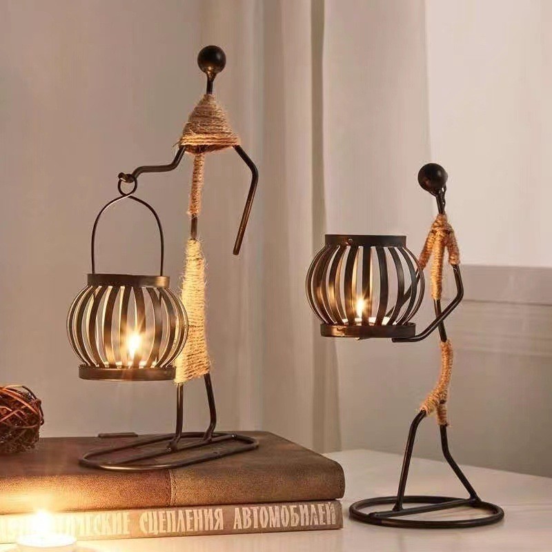 European Creative Home Decoration Modern Simple Iron Candlestick Personalized Table Decoration