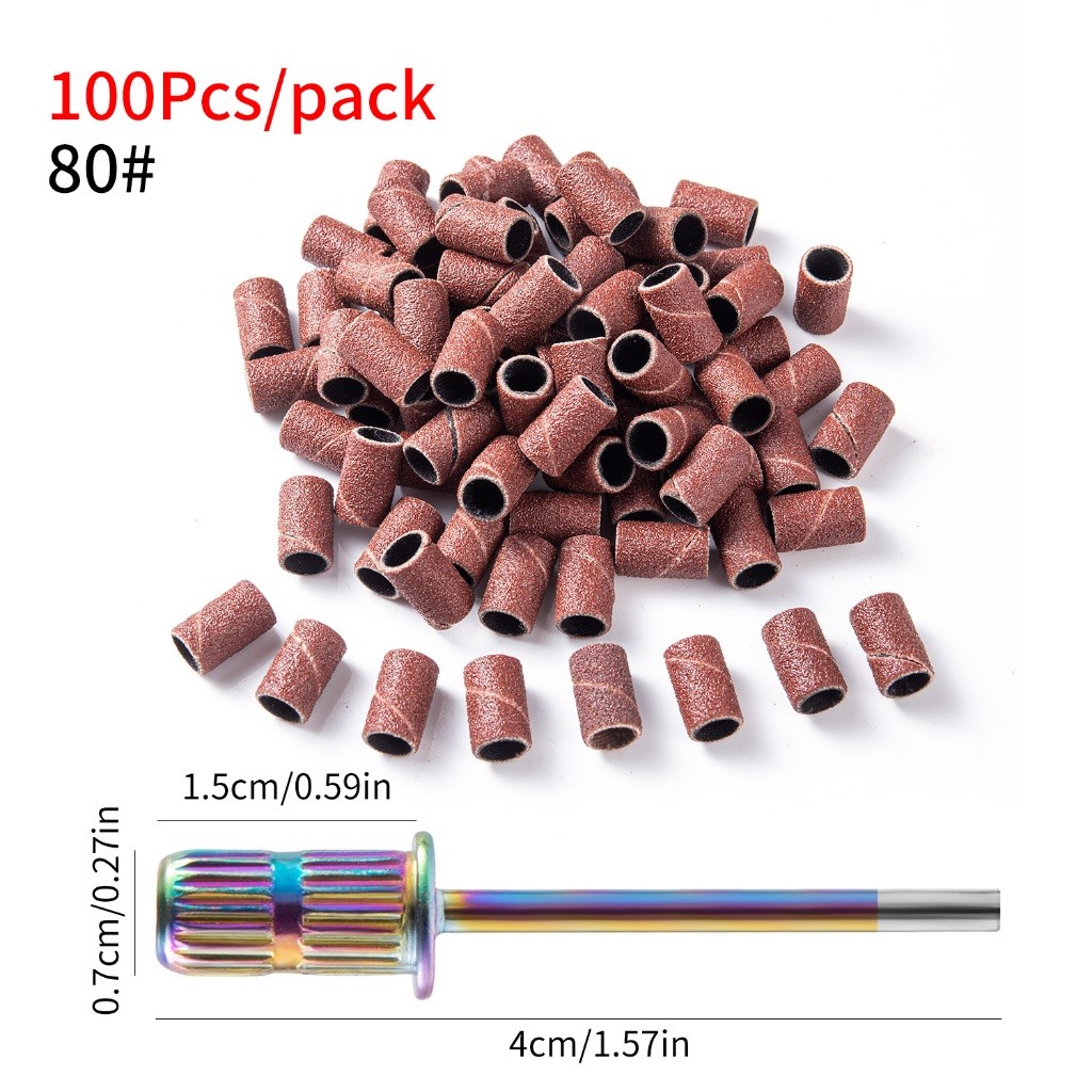 Casual Portable 100Pcs/Bag Nail Art Sanding Bands#80#120#180 Machine Grinding Sand Circle Drill Bits Band - Image 4
