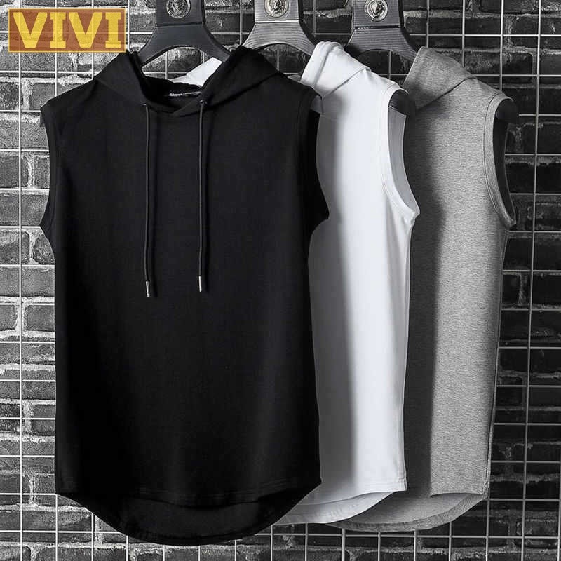 ?READY STOCK? Korean Vest Men Trend Sport Vest Tactical Vest Hooded Loose Sleeveless T-shirt Men T12