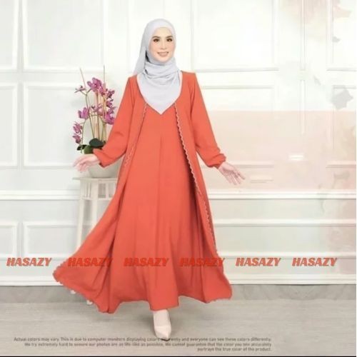 ABAYA DIANA JUBAH SULAM 2 LYER CEY IRONLESS