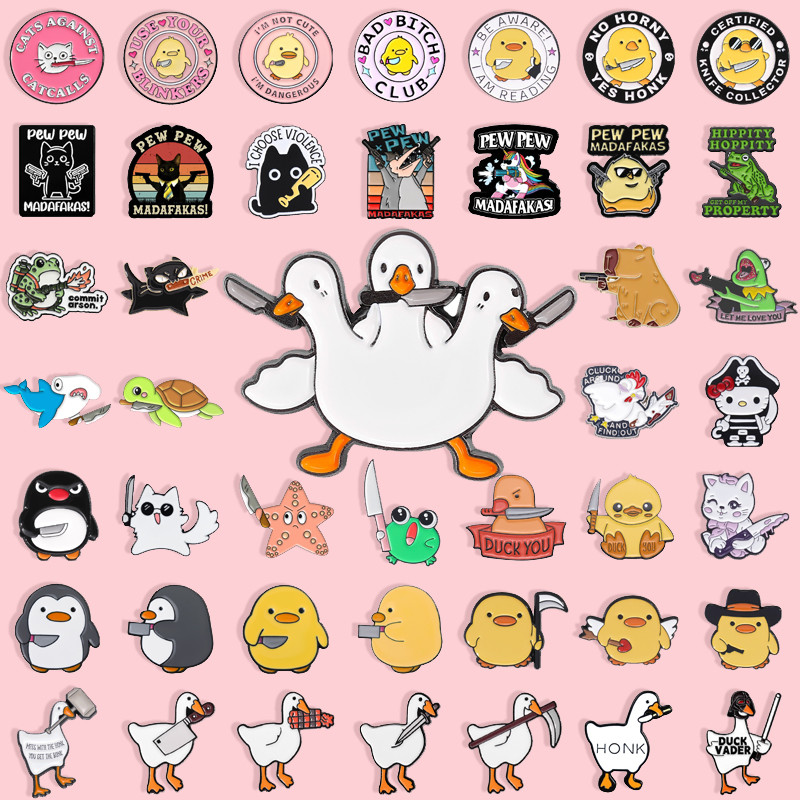 49 Styles Cartoon Animal Knife Enamel Brooch Cute Personalized Backpack Clothing Badge Accessories Jewelry Gift for Friends