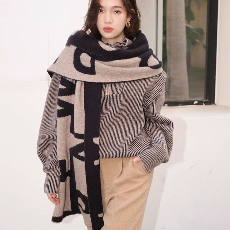 Fleece Shawl Winter Yak Fleece Men Women Light Luxury Style~Warm Wool Couple Thickened Scarf Wool Scarf Outer Match