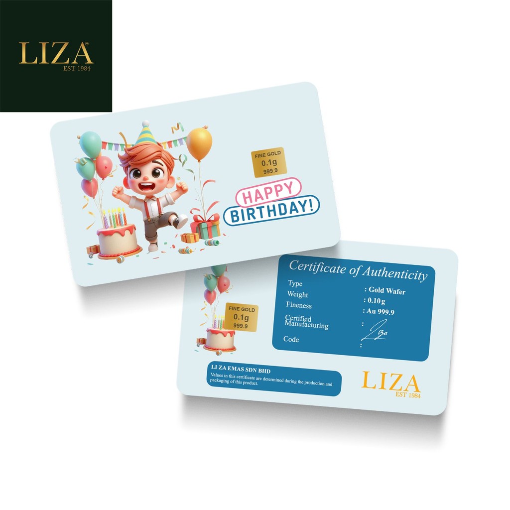 LIZA 0.10g 999.9 Gold Bar (Birthday Boy)