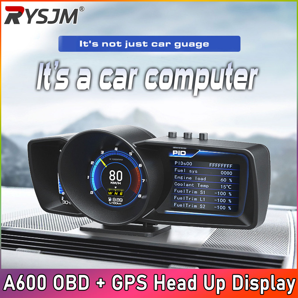 A600 GPS+OBD2 System Gauge Meter Car GPS Alarm Speed Head-Up LCD Display Water Temp RPM Turbo Boost HUD Can Check Vehicle Speed Engine Status