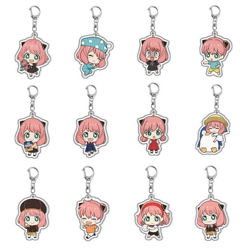 Anya Forger Acrylic Keychain Anime SPY×FAMILY Cartoon Key Ring Pendant
