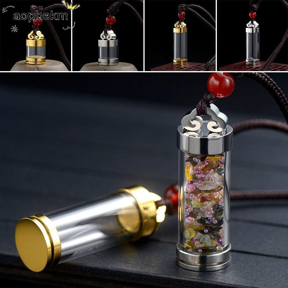 AOPHEKM Perfume Vial Necklace, Gold Silver Aromatherapy Wishing Bottle Pendant, Memorial Jewellery Openable Essential Oil Diffuser Ashes Urn