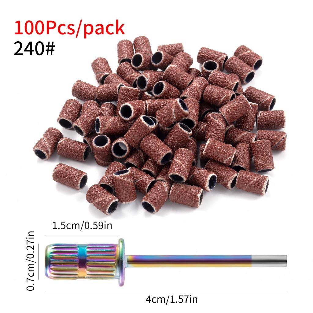 Casual Portable 100Pcs/Bag Nail Art Sanding Bands#80#120#180 Machine Grinding Sand Circle Drill Bits Band - Image 2