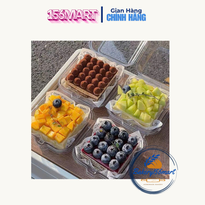 Transparent Plastic Box for Bento, Cake, Burnt Cheese, Bunrt cheesecake
