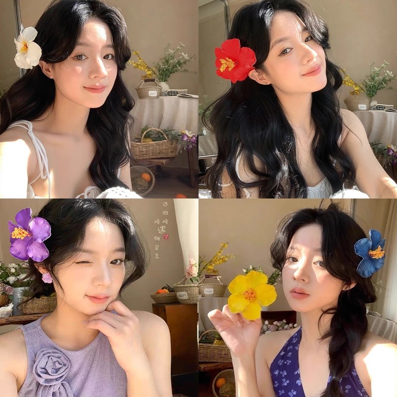 9cm Bunga Hair Clip Beautiful Beach Holiday Flower Hairpin Girl Lady Fashion Hair Accessory