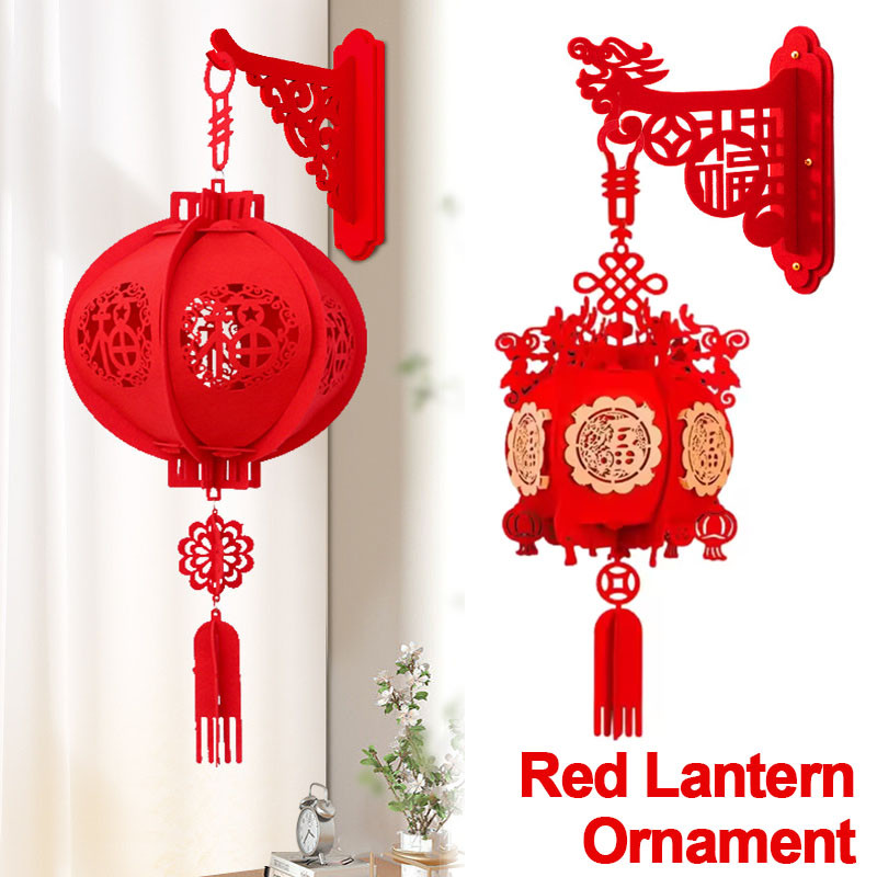2025 Snake Year Red Lantern Ornament Non-woven Fu Chinese Character Hanging Decor CNY Lantern 新年裝飾