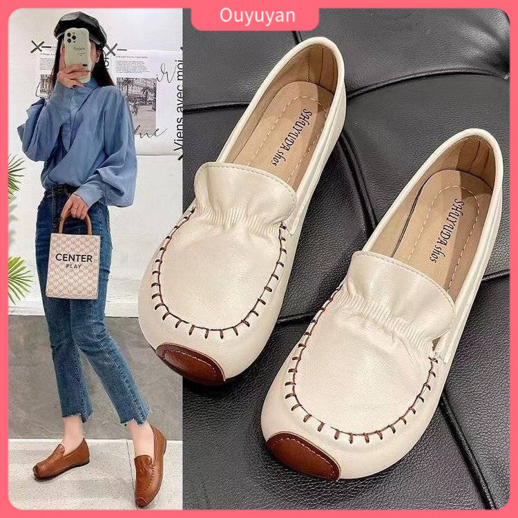 (SIZE 35-40)Vintage Flat Shoes Anti-Slip Soft Sole Comfortable Casual Shoes