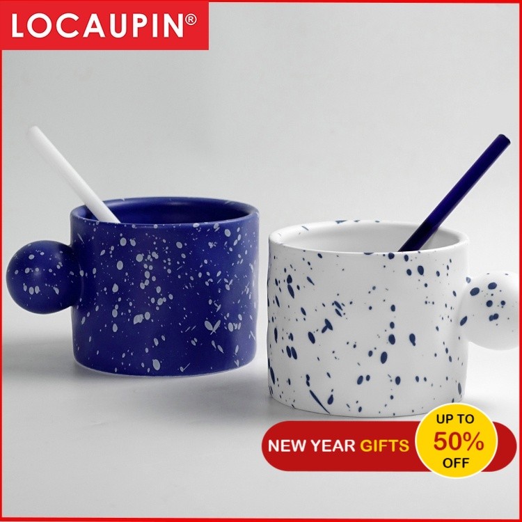 Locaupin Ceramic Novelty Art Gallery Office Coffee Mugs Milk Mugs, Breakfast Cups ,Cereal, Ice Cream Cups Gifts