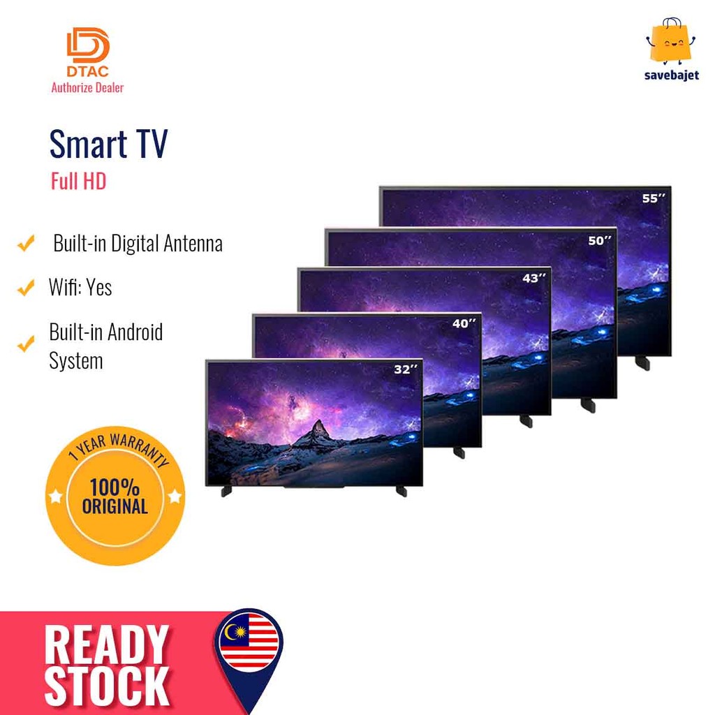 Dtac Televisyen Pintar LED TV 32" / 40" / 43" / 50" / 55" SMART TV