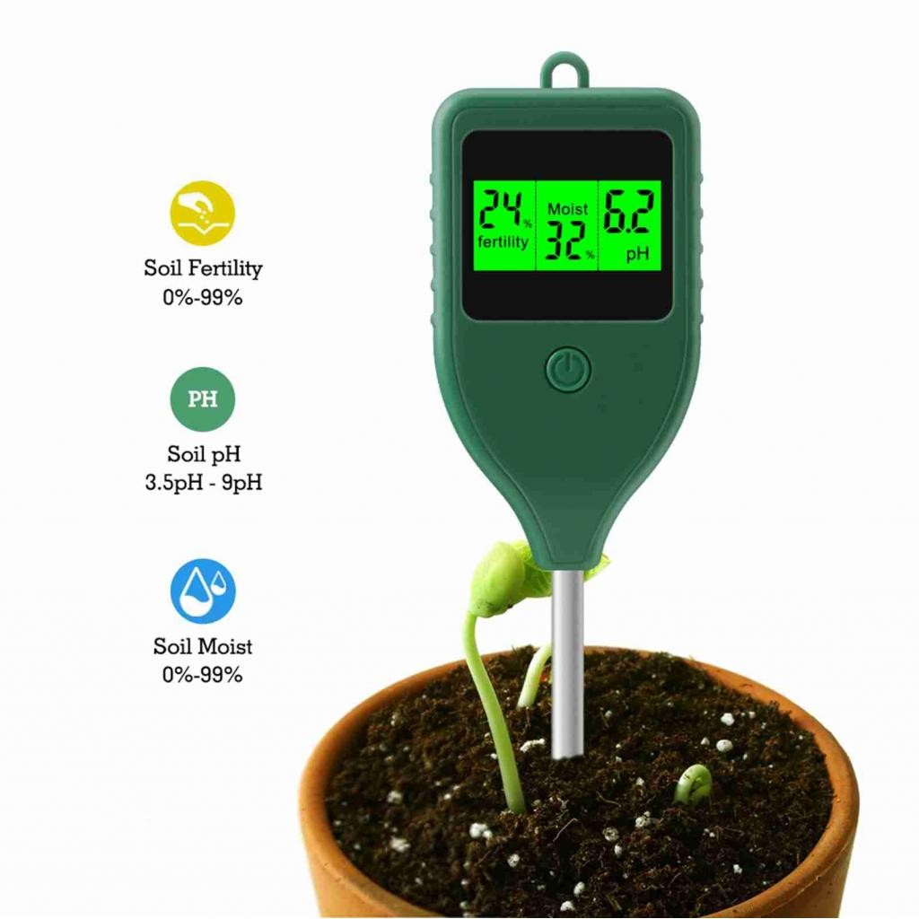 3 in 1 Soil Detector Large LCD Screen Highly Sensitive Probe Soil PH Meter for Vegetable Planting