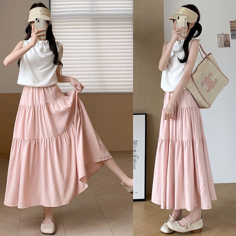 2025新款温柔风蛋糕裙子甜美百搭夏季薄款高腰显瘦小个子长裙女2025 new gentle style cake dress sweet20250518