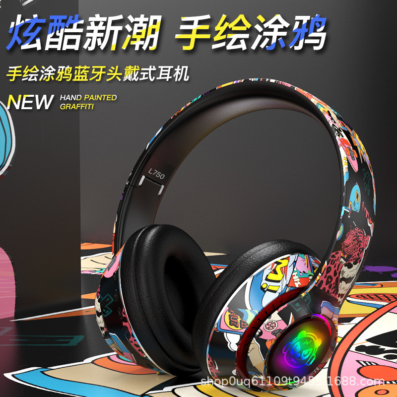 headphone gaming headphone wireless bluetooth headphone Model persendirian popular merentas sempadan Tuya alat dengar bercahaya tanpa wayar fon kepala bluetooth fon kepala berenang dengan tab tarik logam