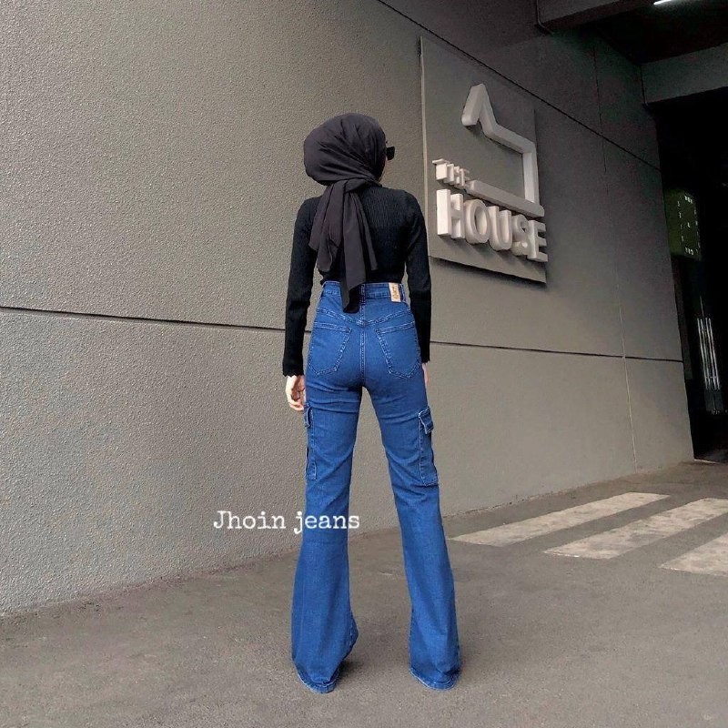 Premium Quality Hw Cutbray Cargo Jeans Wanita Celana Kargo Highwaist Streetch Essential - Image 3