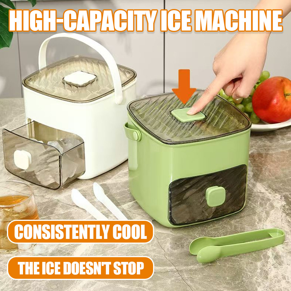 2in1 Ice Cube Maker 48 Grid Easy-press Ice Maker Box Ice Mold Tray Container FREE Clip Dulang Ais Maker Ice Box Cool Drink Tool