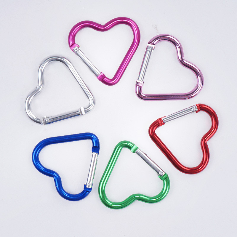 Heart-shaped Color Backpack Keychain Aluminum Alloy Heart-Shaped Buckle Accessories Outdoor Small Carabiner airpods Buckle