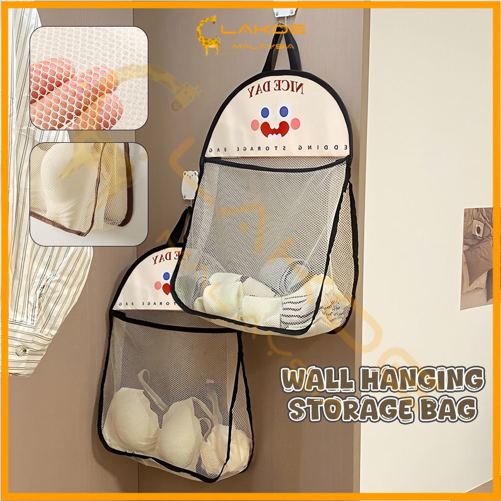 lakoe Breathable Wall Hanging Mesh Bag Large Capacity Underwear Sock Organizers Pockets Great Load Bearing Storage Bags