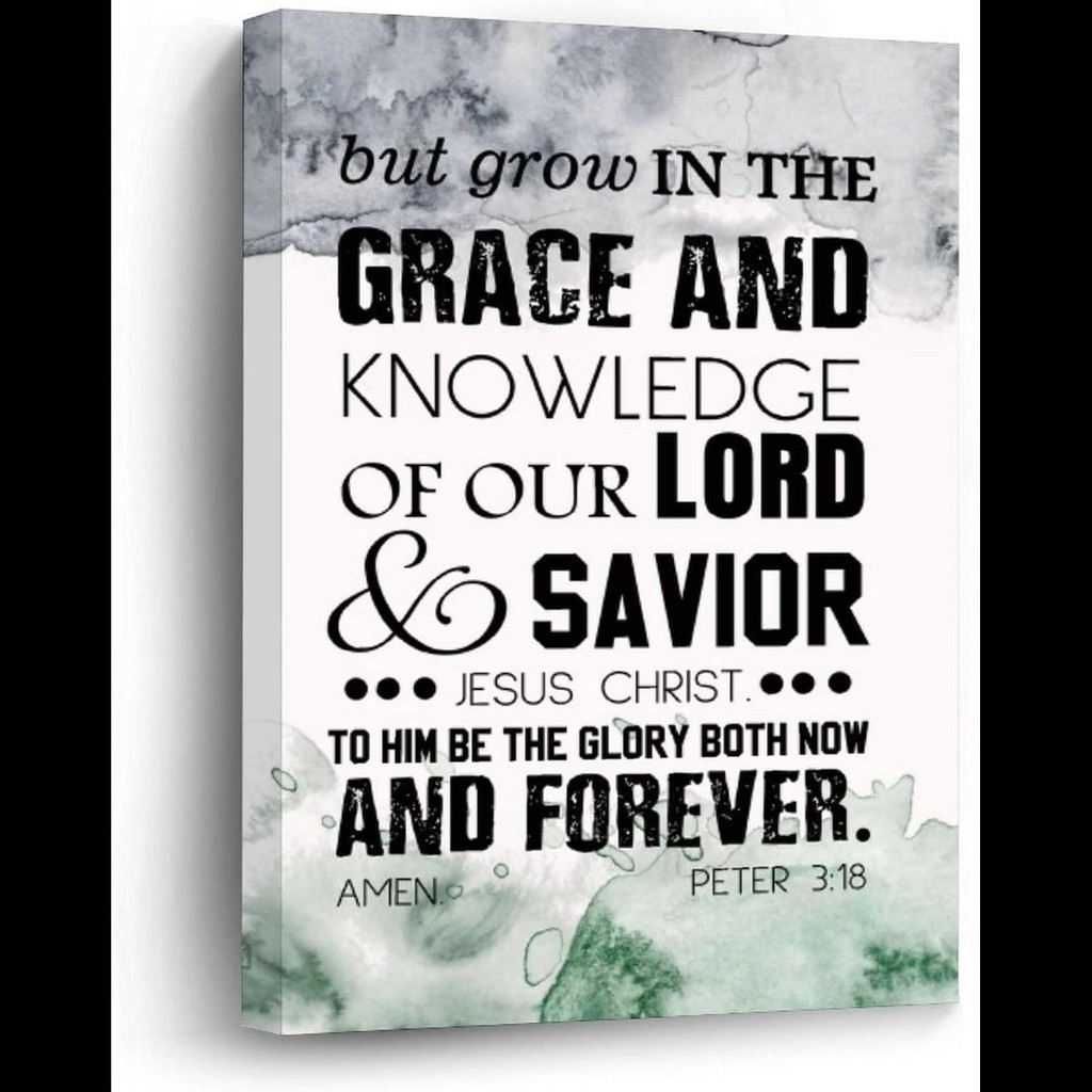 Cetak Kanvas Motivasi - Tumbuh dalam Kasih dan Pengetahuan Tuhan Yesus, Hiasan Dinding Moden untuk Rumah dan Pejabat, Saiz 16x24 Inci
