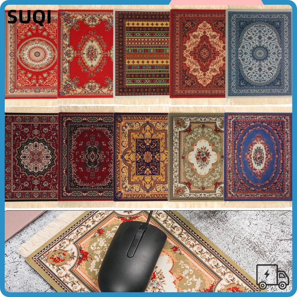 SUQI 1pc Home Office Mice Mat Computer Desk Cushion Mousepad Tablet Mat Ectangular Game Rubber Anti-slip Table Decoration Durable Persian Rug Style