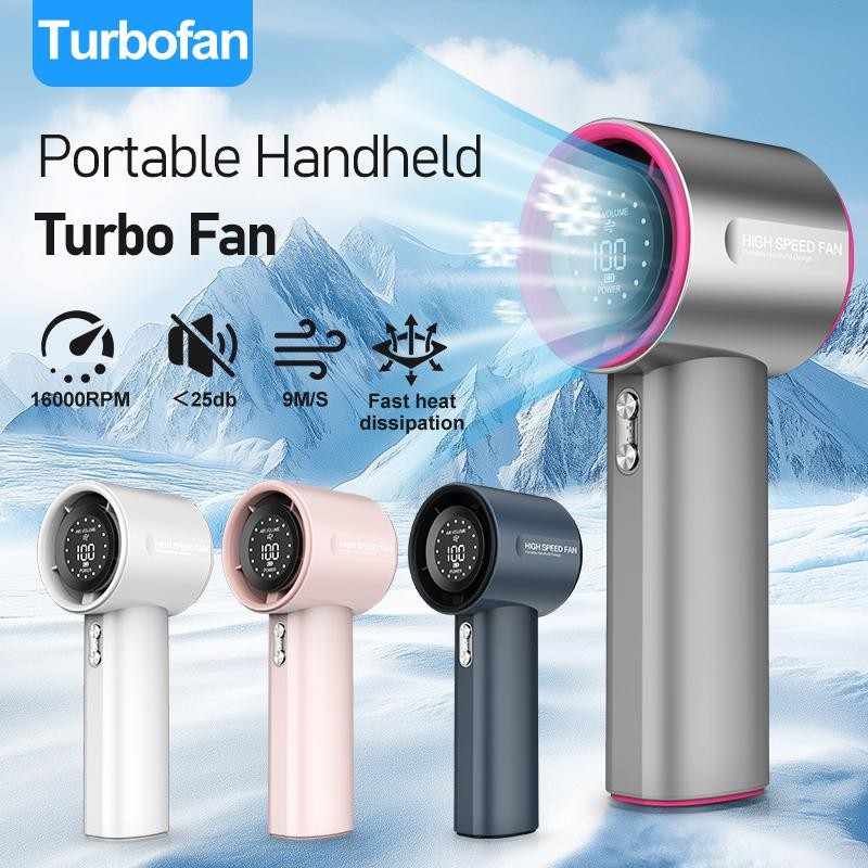 GS1 Portable Turbine Hurricane Fan Powerful Wind Speed 0.35 Seconds Instant Cooling, 100 Stages of Wind Speed Adjustment