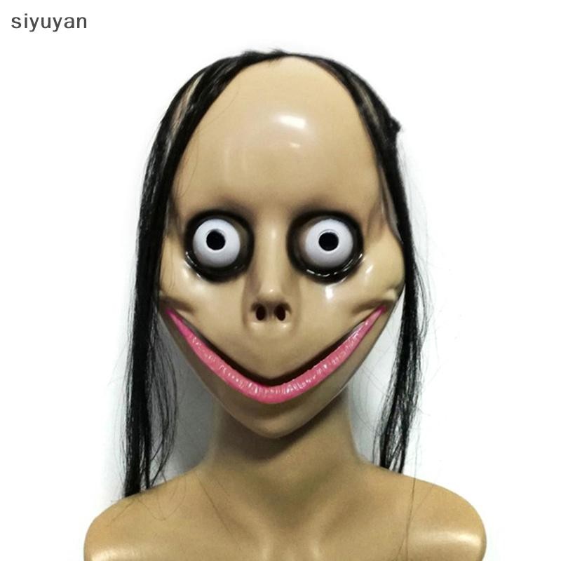 Si Halloween Horror With Long Hair Mask Funny Mask V-shaped Mouth Mask MoMo Mask yan