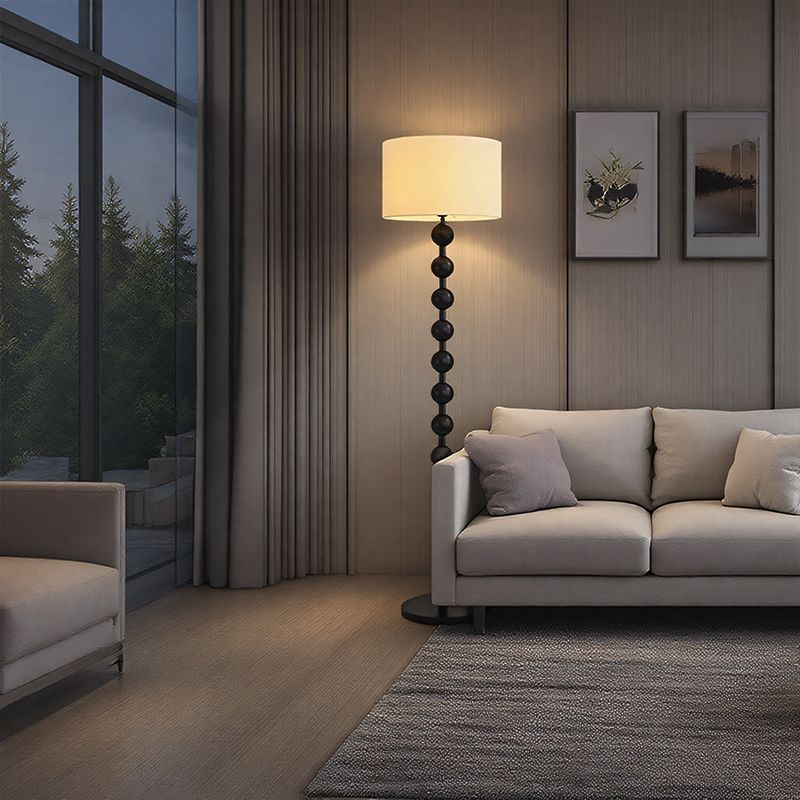 Bedside Lamp Dimmable Floor Lamp Vertical Lamp with Fabric Lampshade Tall Lamp with LED Bulb Decorative Antique Style