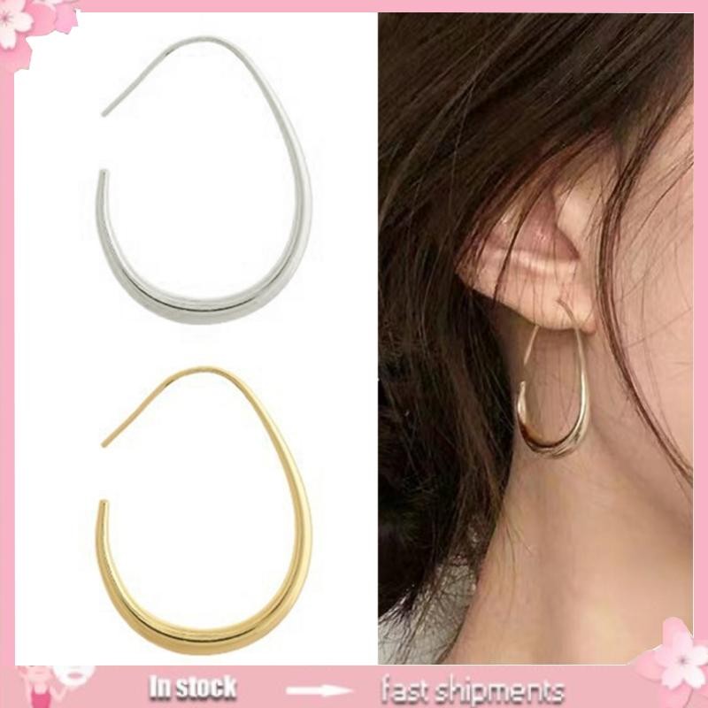 YOIOI Geometric Designs Earrings Punk Style Oval Hoop Ear Jewelry Handcrafted Metal Ear Rings Accessory for Daily Wear