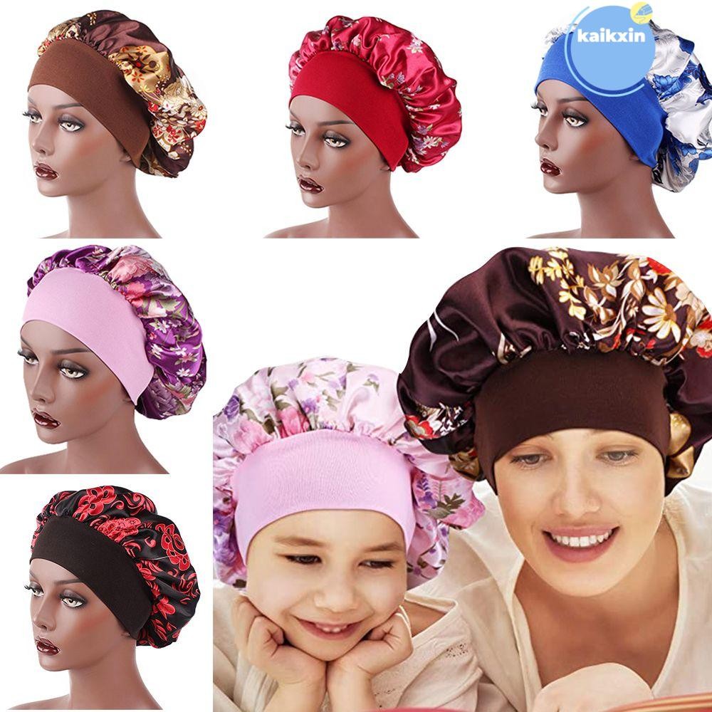 KAIKXIN Satin Bonnet Hair Care Women Curly Springy Hair Bonnet Chemo Caps