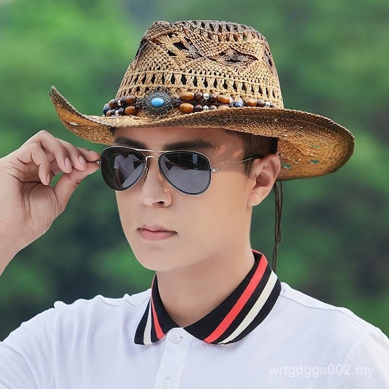 Sgseller Hat Men Summer Trendy Travel Vacation Beach Wide-Brimmed Sunscreen Sun Men Sun Hat Panama Straw Hat Women