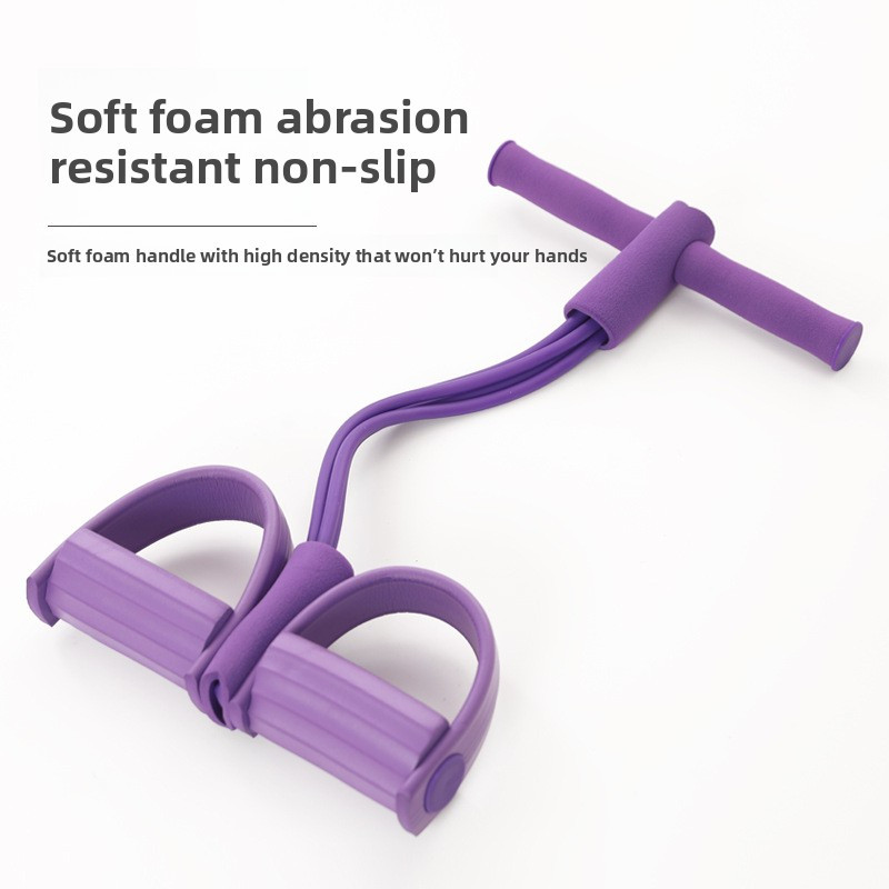 Tali Senaman Elastik 6 Tiub dengan Pemijak 6 Tube Pedal Rope Resistance Band Fitness Yoga Elastic Pull Rope