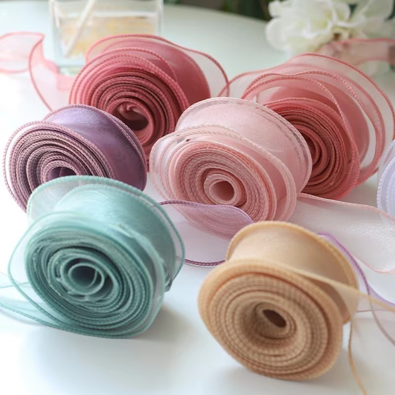 Chiffon silk ribbon fishtail ribbon DIY Valentine's Day birthday gift floral bouquet material decoration