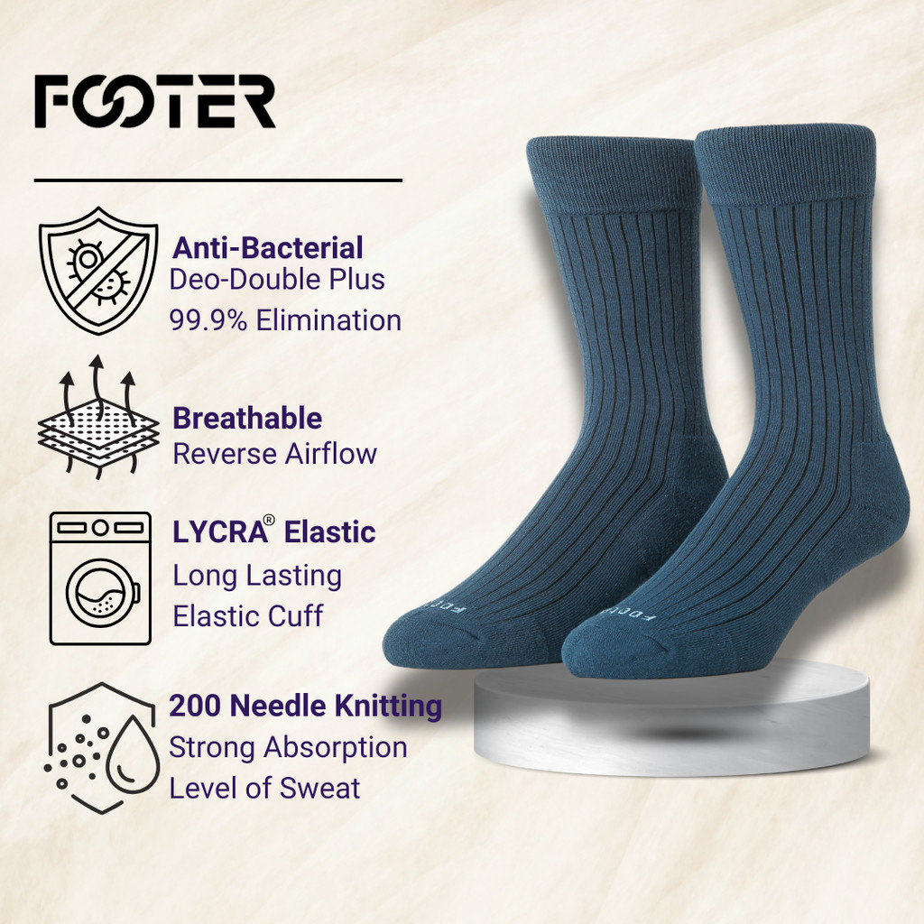 FOOTER Micro Molecular Anti-Bacterial Plain Long Socks T52