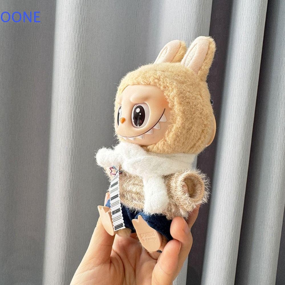 OONE 1 set Labubu II Plush Doll Outfit, Dress Suit Dress Set Sitting Party Labubu Doll Clothes, Toy Accessories Scarf Collection DIY Mini Cotton Doll's Clothes Kid Gift